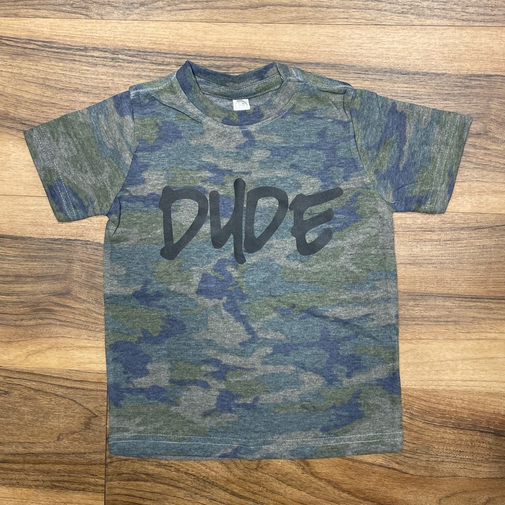 Dude Camo Printed Toddler Boys Graphic Tee